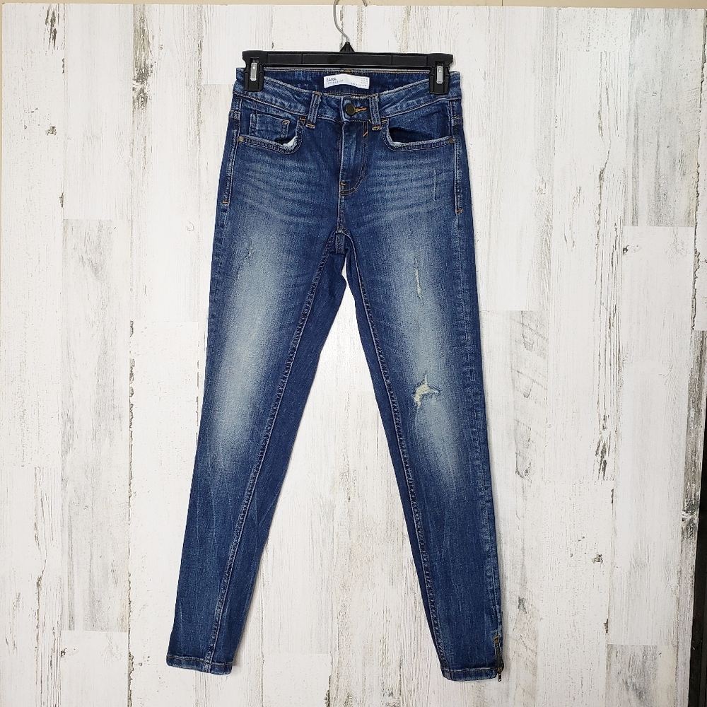 Zara Z1975 Skinny Jeans With Zipper Ankle Size 2